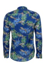 Tiger-Patterned-Slim-Fit-Long-Sleeves-Blue-Men-Shirt-Wessi-4