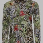 Tiger Patterned Slim Fit Long Sleeves Multicolor Men Shirt - Wessi