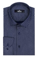 Tiny-Check-Patterned-Slim-Fit-Blue-Men-Shirt-Wessi-1