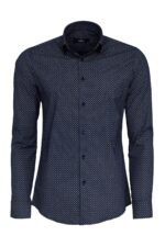 Tiny Check Patterned Slim Fit Blue Men Shirt