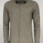 Tiny Check Patterned Slim Fit Light Brown Men Shirt - Wessi