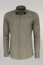 Tiny Check Patterned Slim Fit Light Brown Men Shirt