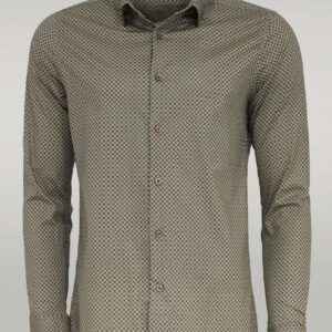 Tiny Check Patterned Slim Fit Light Brown Men Shirt - Wessi