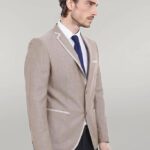 Two Buttons Brown Linen Jacket  - Wessi