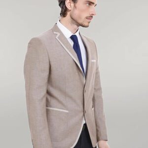 Two Buttons Brown Linen Jacket  - Wessi