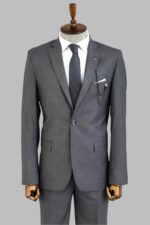 Two Buttons Two Piece Grey Men Suit