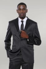 Two Buttons Two Piece Shiny Black Men Suit