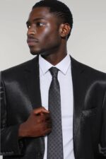 Two-Buttons-Two-Piece-Slim-Fit-Satin-Black-Men-Suit-2