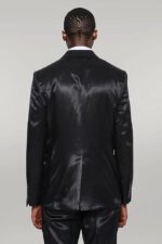Two-Buttons-Two-Piece-Slim-Fit-Satin-Black-Men-Suit-3