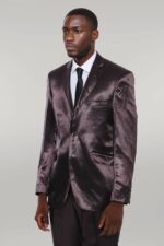 Two-Buttons-Two-Piece-Slim-Fit-Satin-Brown-Men-Suit-4