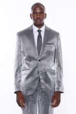Two-Buttons-Two-Piece-Slim-Fit-Satin-Grey-Men-Suit-6