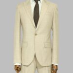 Two Piece Slim Fit Single Button Beige Men Suit