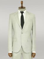 Two Piece Slim Fit Single Button Light Grey Men Suit