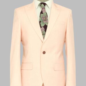 Two Piece Slim Fit Single Button Peach Colour Men Suit - Wessi