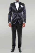 Two-Piece-Two-Buttons-Modeled-Lapel-Satin-Black-Men-Groom-Suit-1