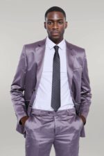 Two-Piece-Two-Buttons-Modeled-Lapel-Satin-Grey-Men-Groom-Suit-4