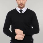 V Neck Black Men's Sweater- Wessi
