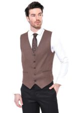 V Neck Brown Men Vest