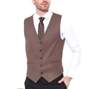 V Neck Brown Men Vest - Wessi