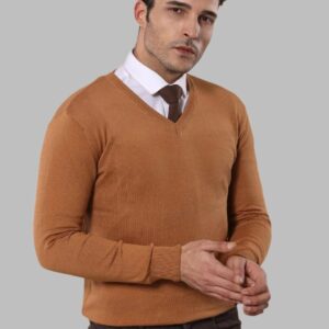 V Neck Brown Sweater - Wessi