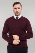 V-Neck-Burgundy-Mens-Knitwear-Wessi-1