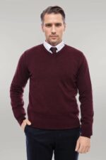 V Neck Burgundy Men's Knitwear