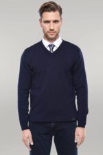 V Neck Dark Blue Knitwear