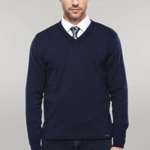 V Neck Dark Blue Knitwear | Wessi