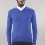 V Neck Indigo Men Sweater | Wessi