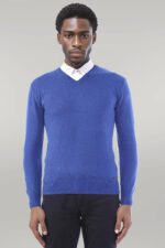 V Neck Indigo Men Sweater