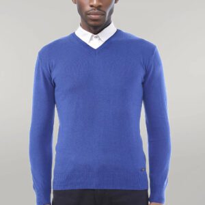V Neck Indigo Men Sweater | Wessi