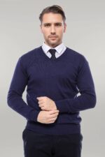V-Neck-Navy-Blue-Men-Sweater-Wessi-1