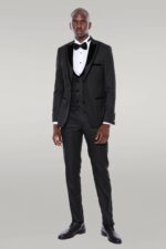 Velvet-Lapel-Striped-Herringbone-Black-3-Piece-Tuxedo-Wessi-1