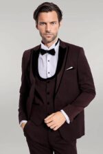 Velvet-Lapel-Vested-Patterned-Burgundy-Men-Tuxedo-Wessi-5