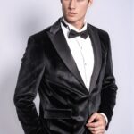 Velvet Slim Fit Black Men Tuxedo Jacket - Wessi