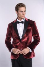 Velvet Slim Fit Burgundy Men Tuxedo Jacket