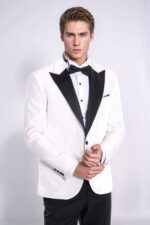 Velvet Slim Fit White Men Tuxedo Jacket