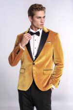 Velvet Slim Fit Yellow Men Tuxedo Jacket