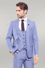 Vested Blue Men's Suit