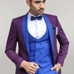 Vested Combined Burgundy-Blue Tuxedo - Wessi