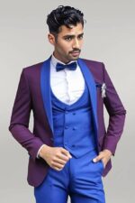 Vested Combined Burgundy-Blue Tuxedo