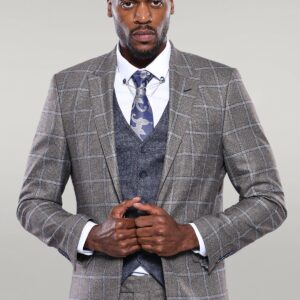 Vested Grey Men Suit - Wessi