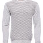 White Diamond Patterned Circle Neck Sweater - Wessi
