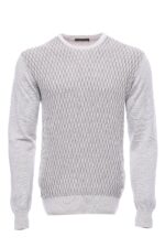 White Diamond Patterned Circle Neck Sweater