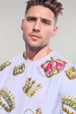 White Patterned Slim Fit Sweatshirt