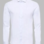 White Plain Stand Collar Formal Tuxedo Shirt - Wessi