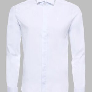 White Plain Stand Collar Formal Tuxedo Shirt - Wessi