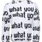White Printed Circle Neck Sweatshirt - Wessi