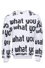 White Printed Circle Neck Sweatshirt