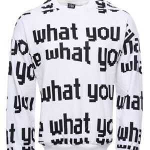 White Printed Circle Neck Sweatshirt - Wessi